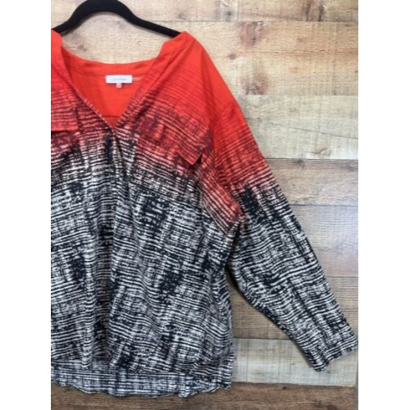 Calvin Klein Red and Black Button-Up Blouse - Picture 7 of 12